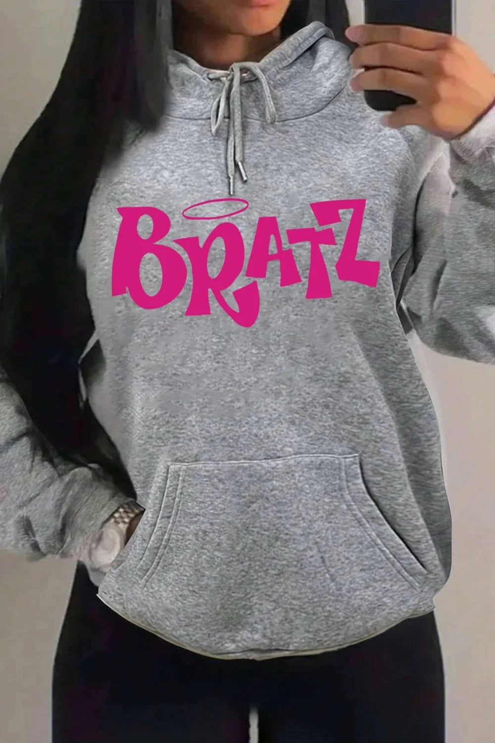 Multicolor Streetwear Pocket Hoodie Grey / S