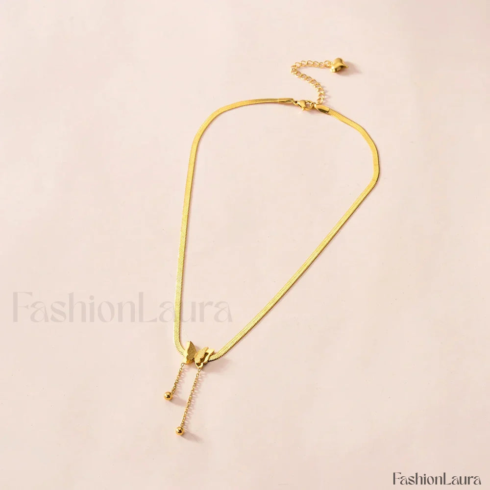 Multilayer Butterfly Gold Stainless Choker Jewelry Gift Necklace Gold