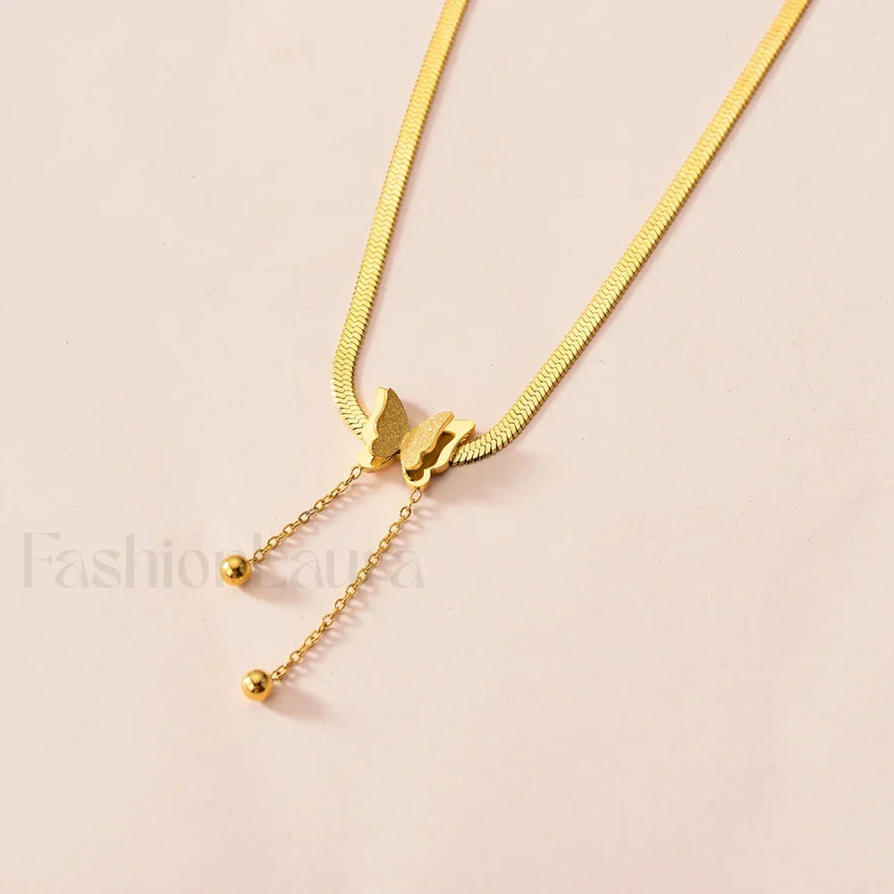 Multilayer Butterfly Gold Stainless Choker Jewelry Gift Necklace Gold