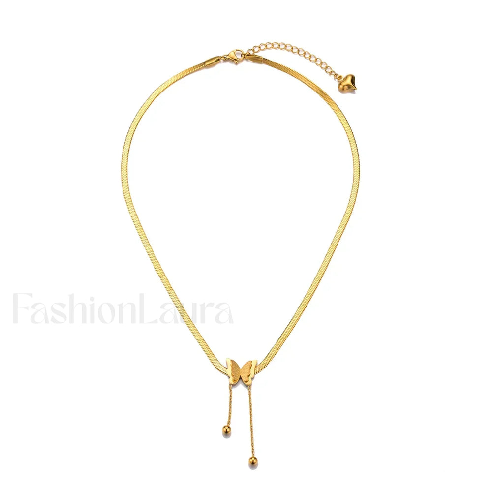 Multilayer Butterfly Gold Stainless Choker Jewelry Gift Necklace Gold