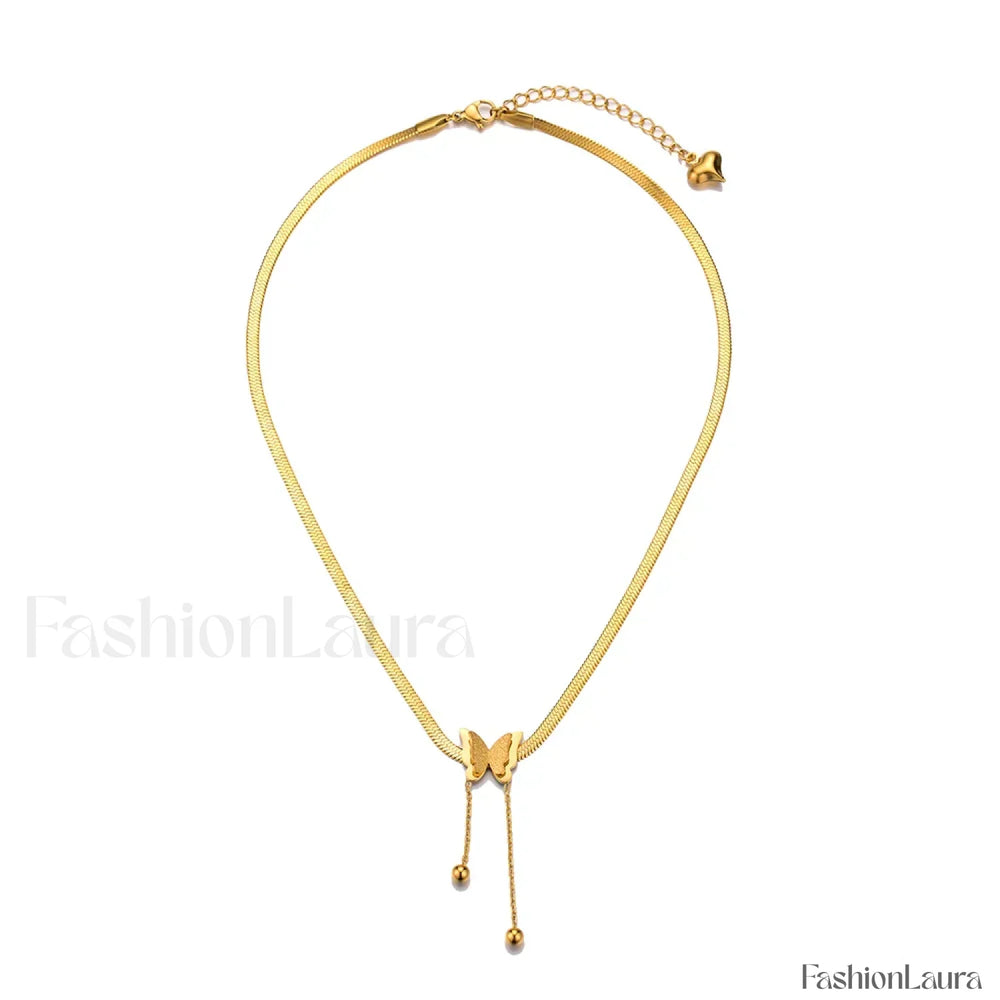 Multilayer Butterfly Gold Stainless Choker Jewelry Gift Necklace Gold