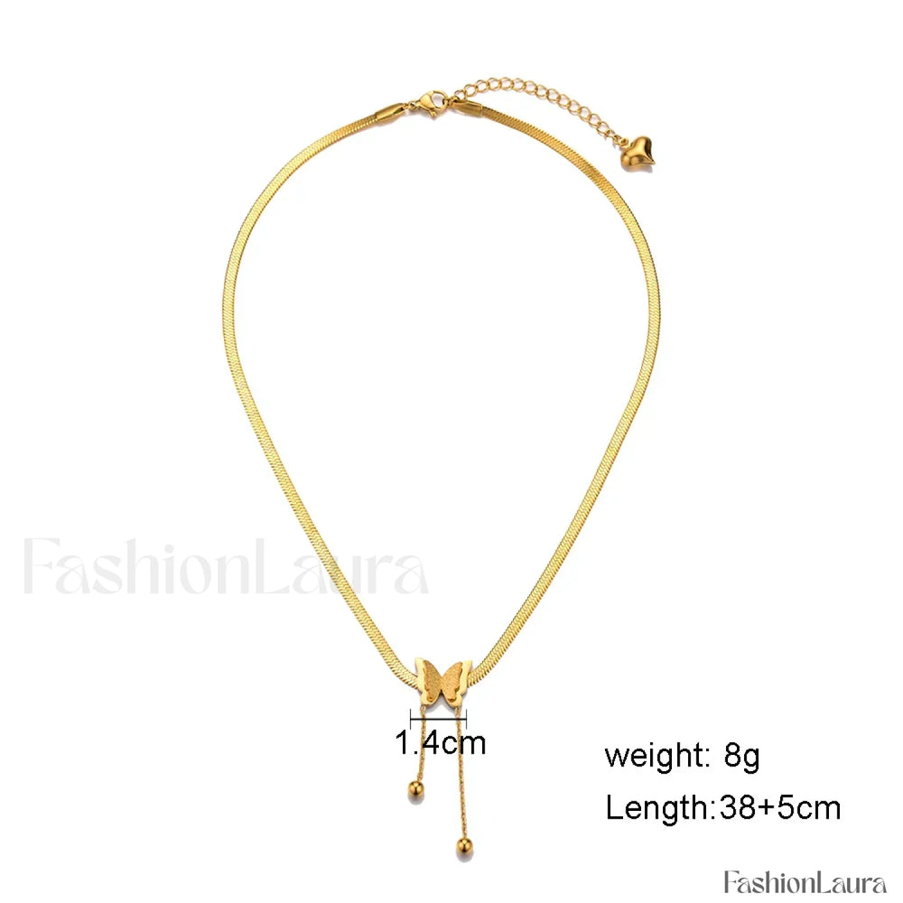 Multilayer Butterfly Gold Stainless Choker Jewelry Gift Necklace Gold