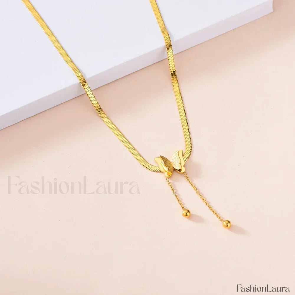 Multilayer Butterfly Gold Stainless Choker Jewelry Gift Necklace Gold