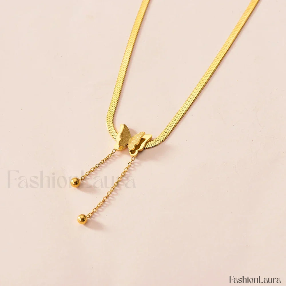 Multilayer Butterfly Gold Stainless Choker Jewelry Gift Necklace Gold