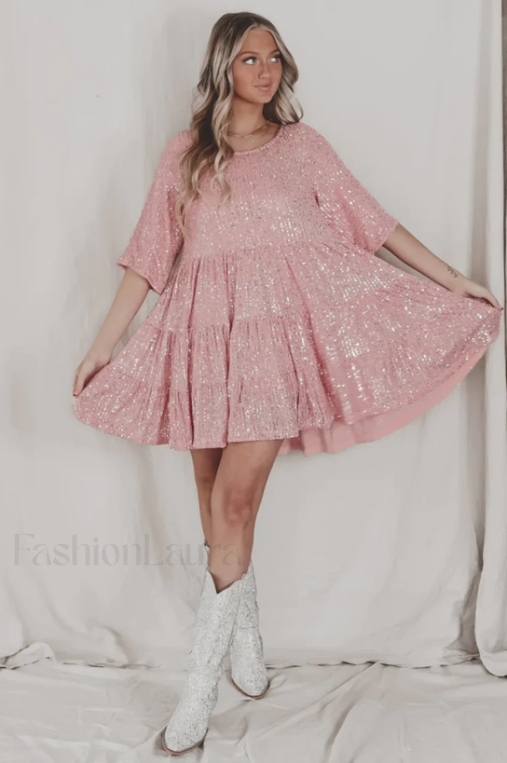 My Queen Sequin Charming Baby Doll Dress