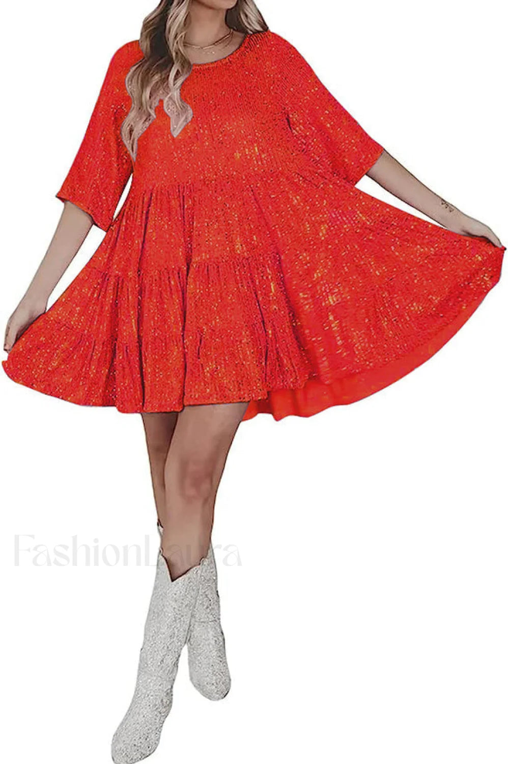 My Queen Sequin Charming Baby Doll Dress