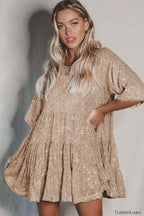 My Queen Sequin Charming Baby Doll Dress S / Champagne