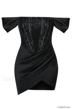 Nadia Off Stylish Shoulder Mini Dress S / Black
