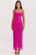 Nalini Fuchsia Stylish Maxi Dress XS / Fuchsia