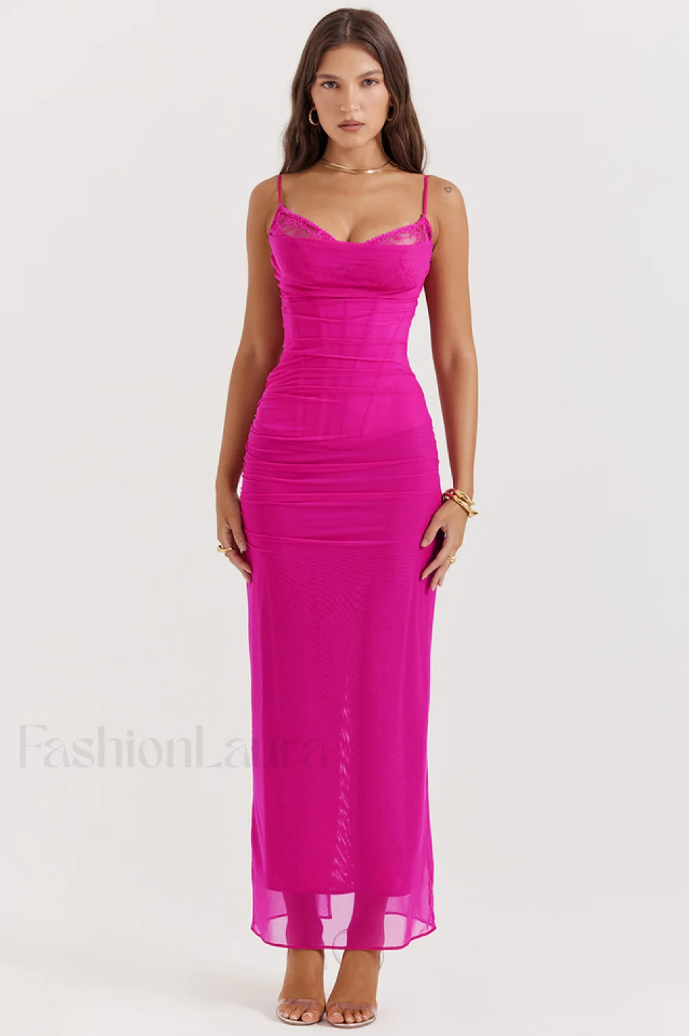 Nalini Fuchsia Stylish Maxi Dress XS / Fuchsia
