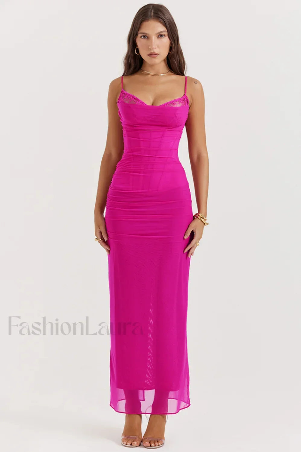 Nalini Fuchsia Stylish Maxi Dress XS / Fuchsia