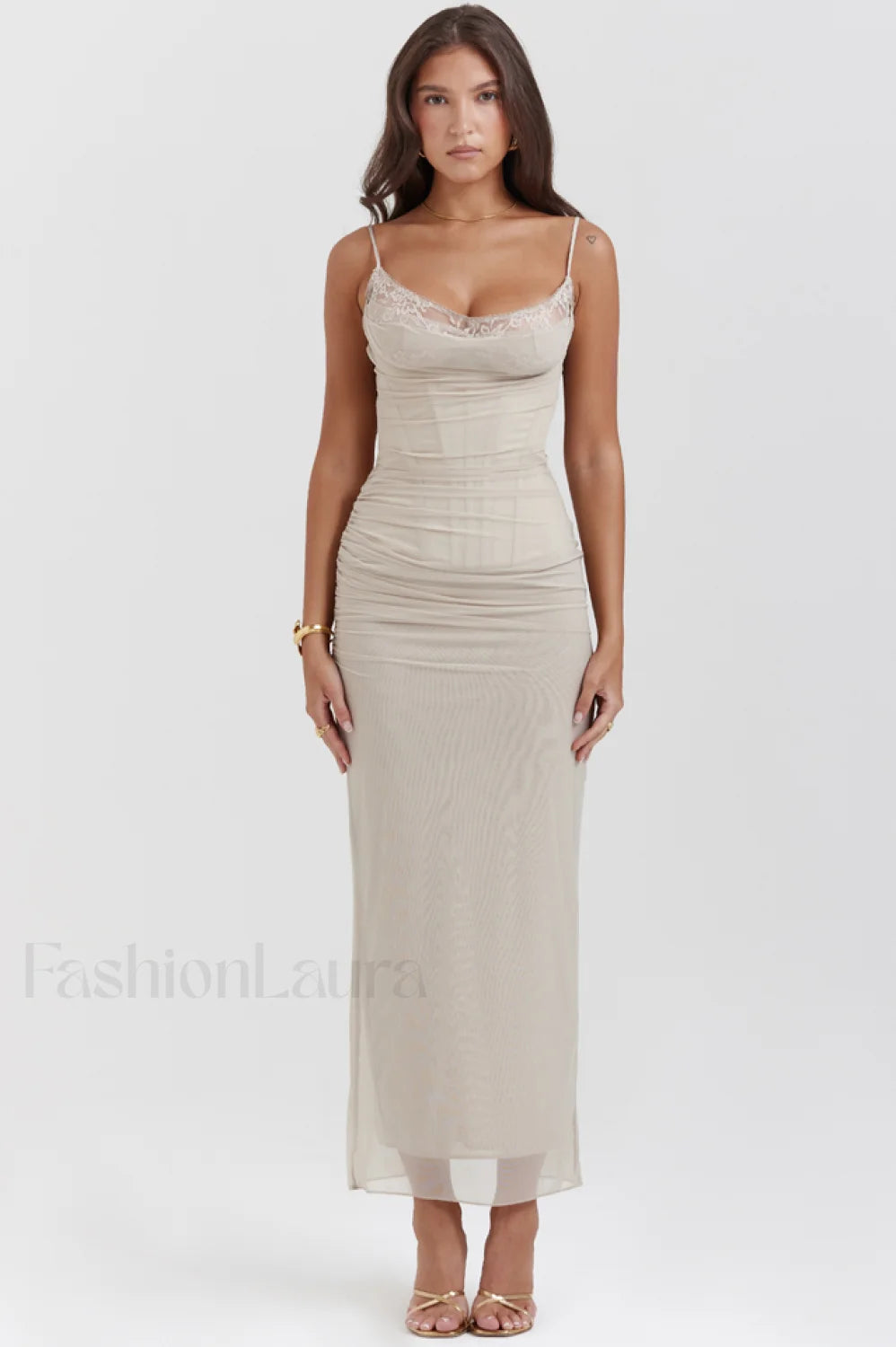 Nalini Sand Stylish Maxi Dress XS / Sand