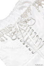 Nalita Vintage Cream Charming Beaded Strapless Dress