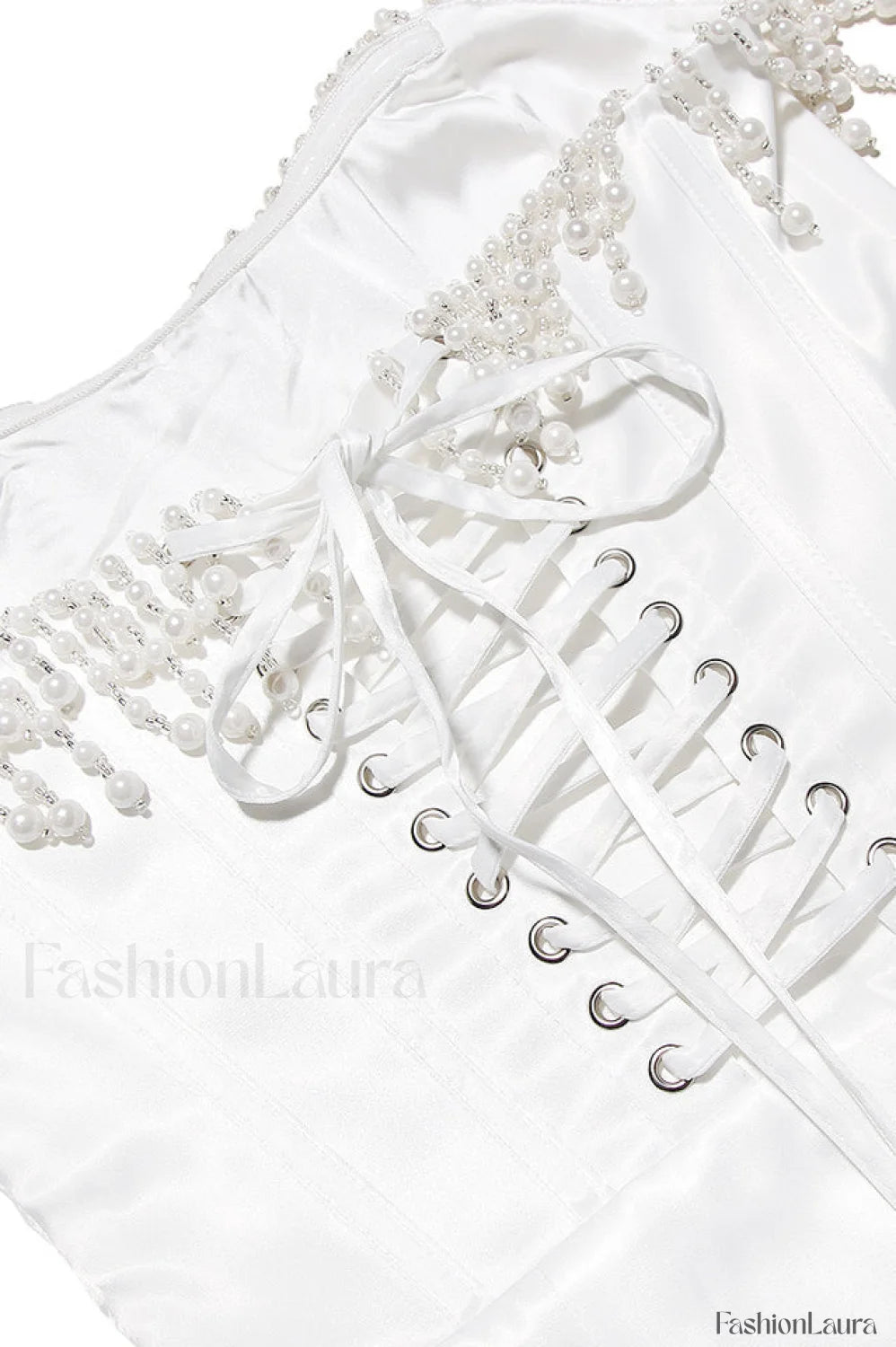 Nalita Vintage Cream Charming Beaded Strapless Dress