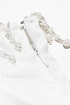 Nalita Vintage Cream Charming Beaded Strapless Dress