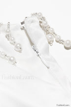 Nalita Vintage Cream Charming Beaded Strapless Dress
