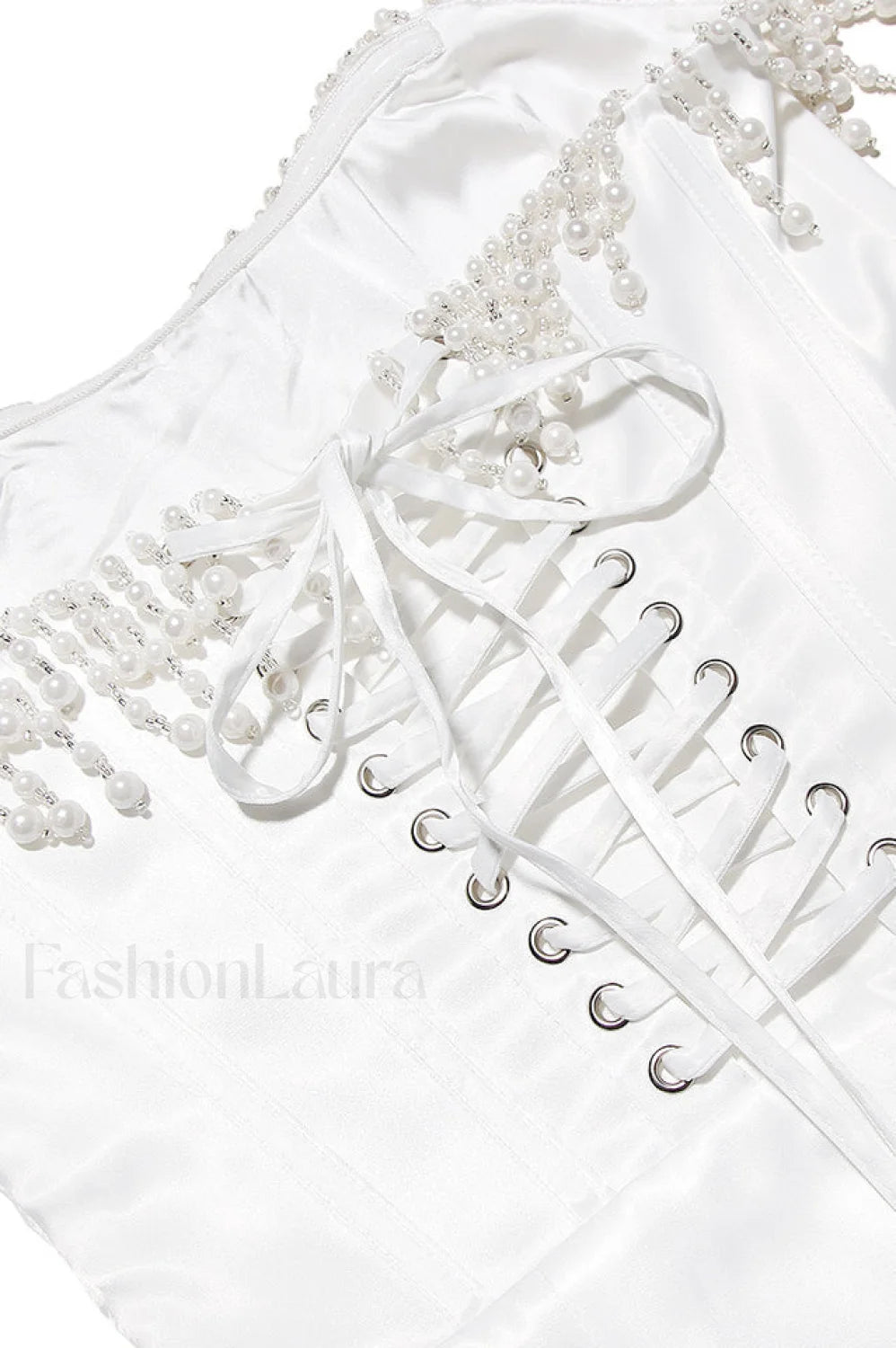 Nalita Vintage Cream Charming Beaded Strapless Dress