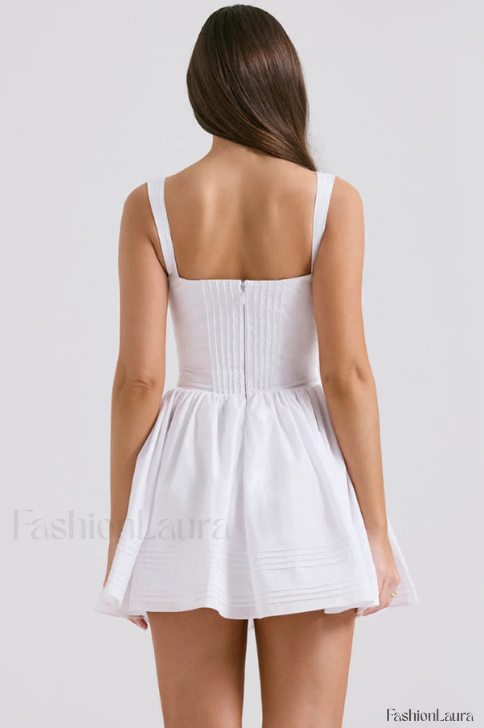 Natassia White Stylish Cotton Mini Dress