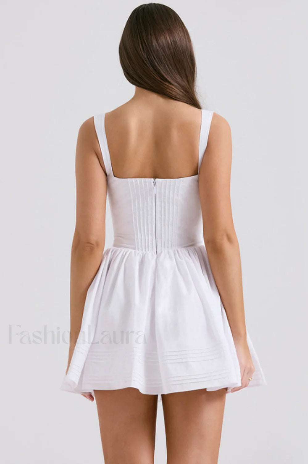 Natassia White Stylish Cotton Mini Dress
