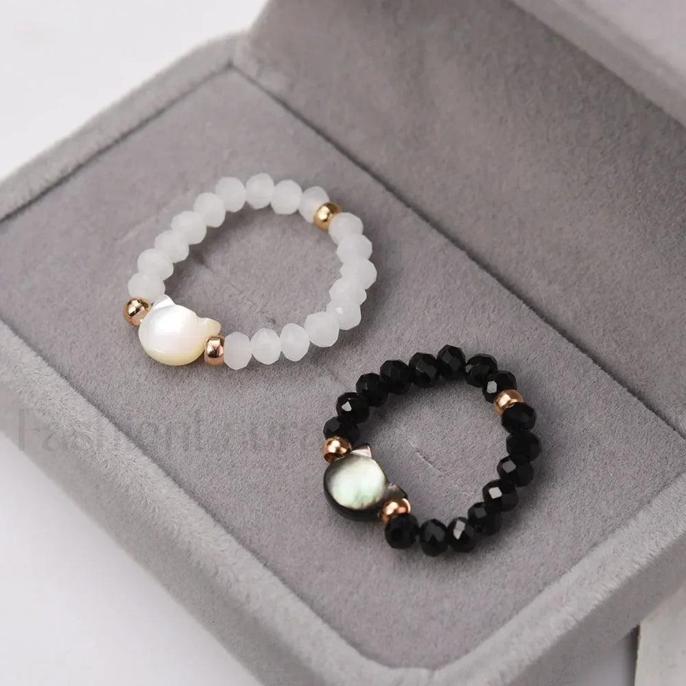 Natural Minimalist Fidget Handmade Black White Party Accessories Jewelry Ring white black