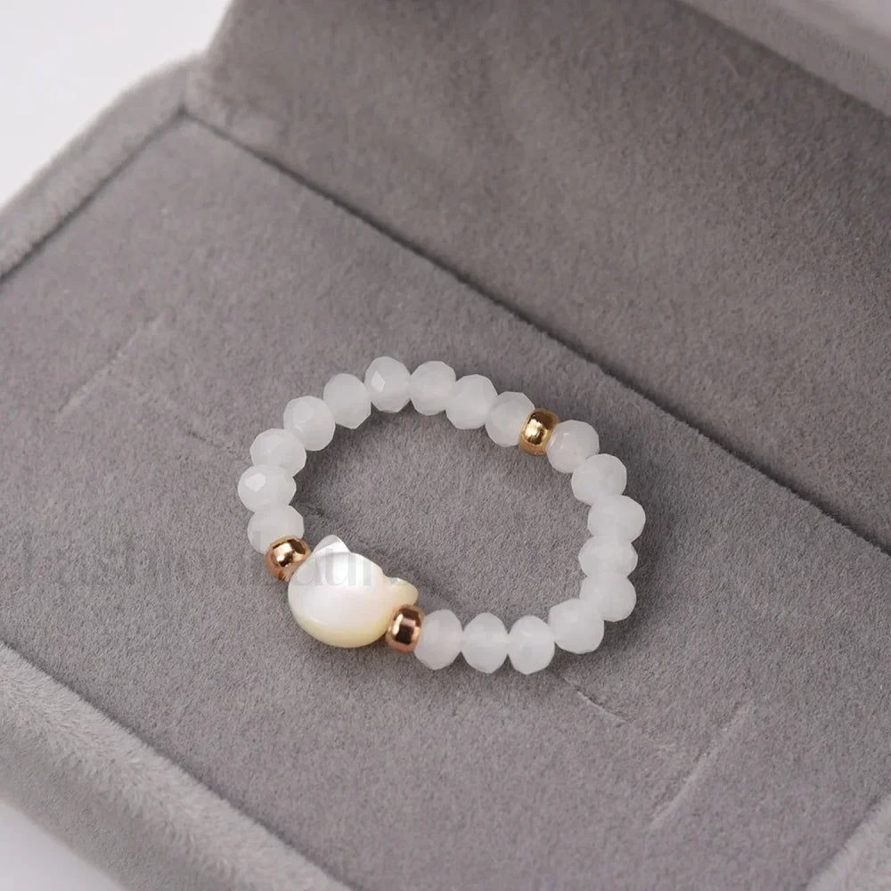 Natural Minimalist Fidget Handmade Black White Party Accessories Jewelry Ring white