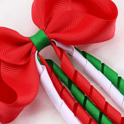 Christmas Long Tassel Solid Ribbon Red Christmas Hair Accessory