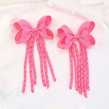 Christmas Long Tassel Solid Ribbon Red Christmas Hair Accessory