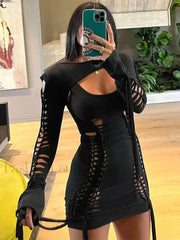 Neon Bandage Ruched Mini Dress Black / S