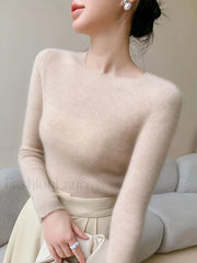 New Fashion Women’s Slim O neck Half Sleeve Pullover Solid Color Merino Wool Sweater Sweaters L