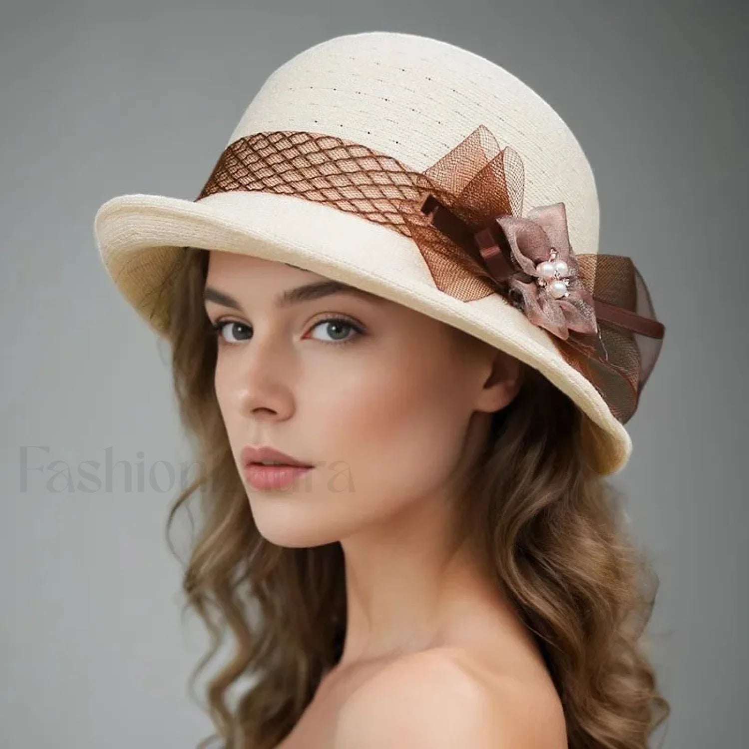 New Flower Small Pot Fashionable Woolen Curved Brim Top Hat Main image