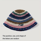 New Knitted Fisherman Autumn Winter Warm Retro Striped Basin Hat Blue / One Size