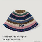 New Knitted Fisherman Autumn Winter Warm Retro Striped Basin Hat Blue / One Size