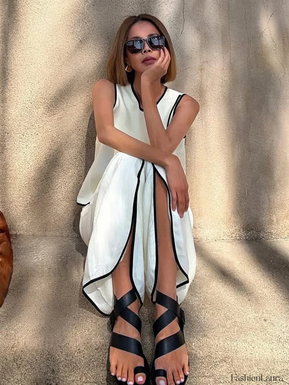 New O Neck Crop Pants Two Piece Set