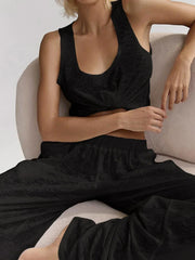 New Summer Sleeveless Pants Two Piece Set Black / S