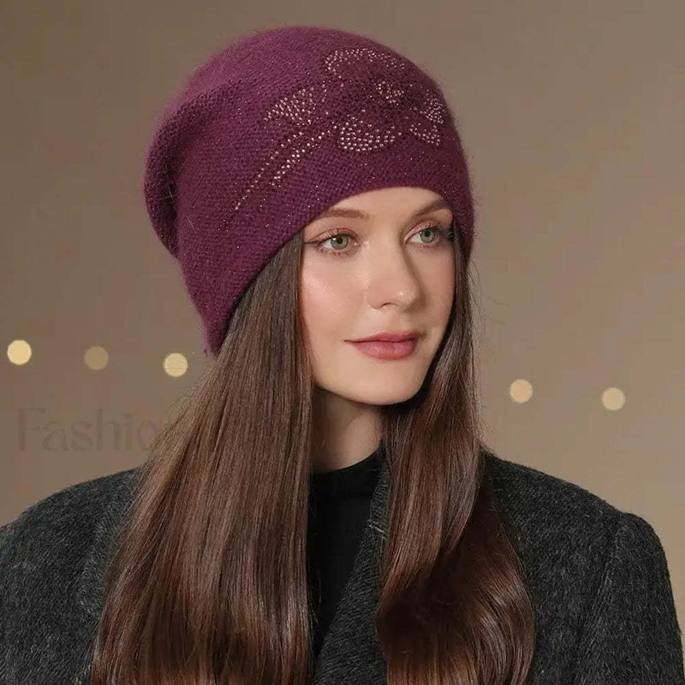 New Winter Fashion Decorate Rabbit Fur Blend Warm Hat