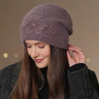 New Winter Fashion Decorate Rabbit Fur Blend Warm Hat Light Purple / 55cm 60cm