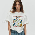 New Zealand Cartoon Summer Loose Casual T Shirt WHITE / M
