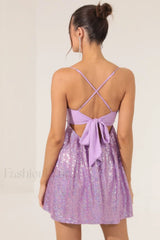 Nicki Elegant Sequin Dress S / Lilac