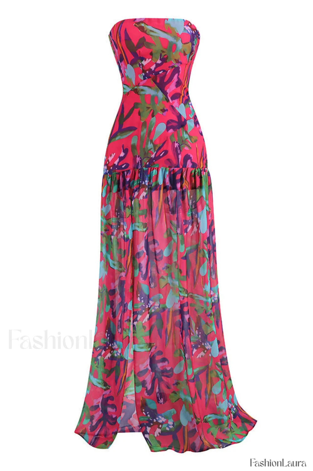 Nicole Silk Stylish Chiffon Dress XS / Leaf Print