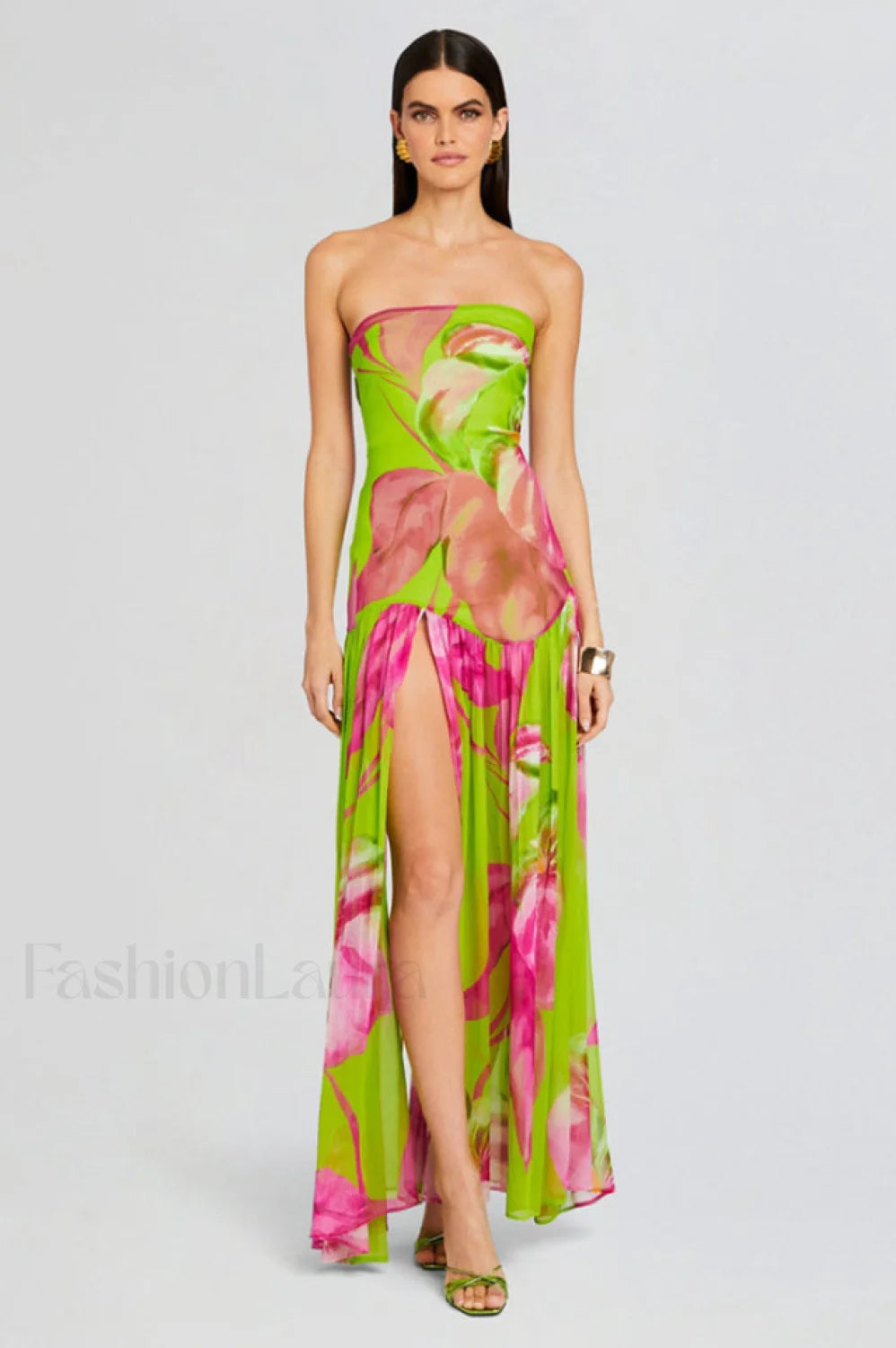 Nicole Silk Stylish Chiffon Dress XS / Mint Print