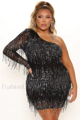 No Strings Attached Charming Sequin Mini Dress S / Black