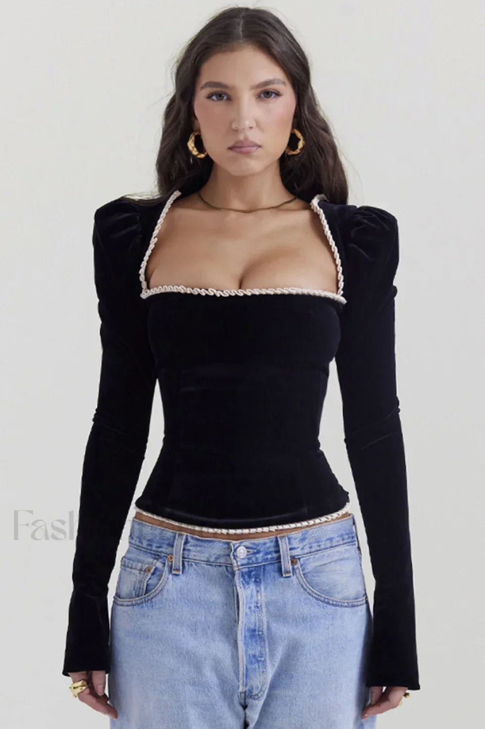 Noa Black Stylish Velvet Corset Main image