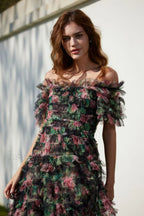 Nola Ruched Stylish Floral Maxi Dress