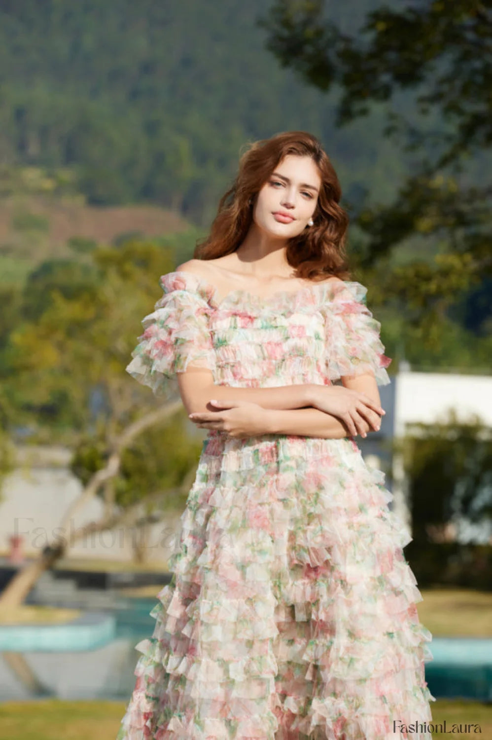 Nola Ruched Stylish Floral Maxi Dress