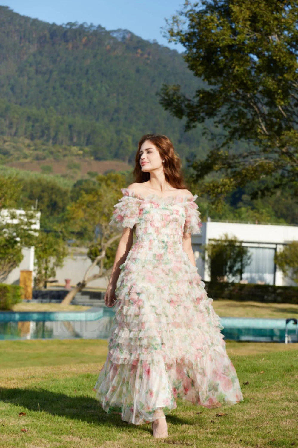 Nola Ruched Stylish Floral Maxi Dress