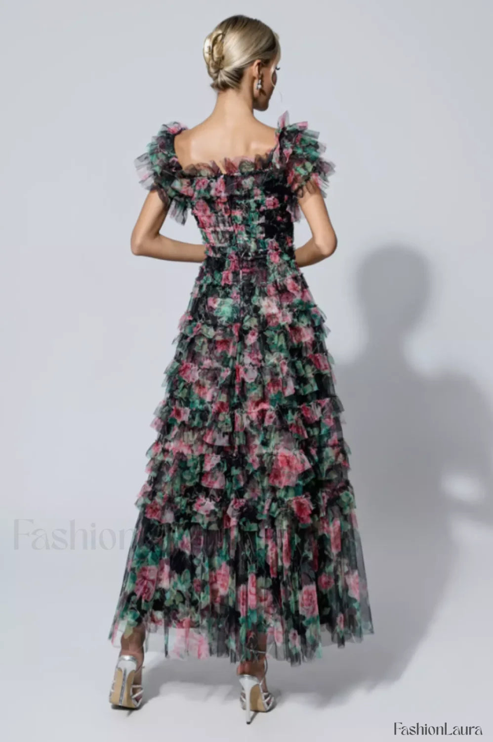 Nola Ruched Stylish Floral Maxi Dress
