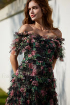 Nola Ruched Stylish Floral Maxi Dress