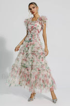 Nola Ruched Stylish Floral Maxi Dress