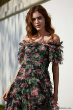 Nola Ruched Stylish Floral Maxi Dress