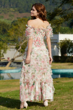 Nola Ruched Stylish Floral Maxi Dress